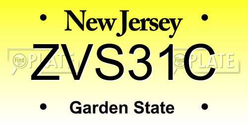 ZVS31C New Jersey License Plate