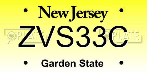 ZVS33C New Jersey License Plate