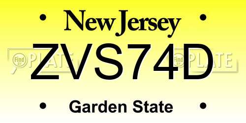 ZVS74D New Jersey License Plate