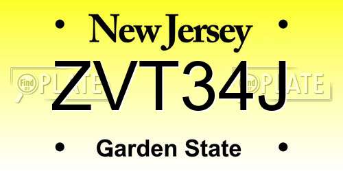 ZVT34J New Jersey License Plate