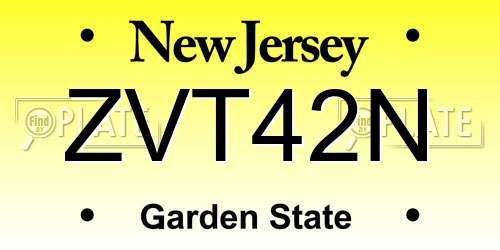 ZVT42N New Jersey License Plate