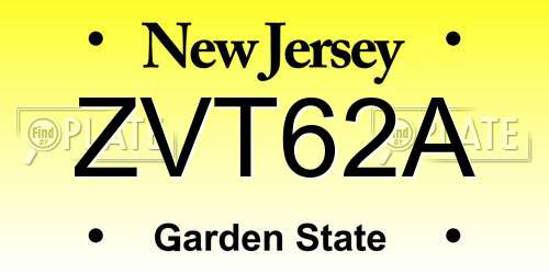 ZVT62A New Jersey License Plate