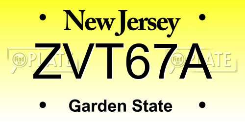 ZVT67A New Jersey License Plate