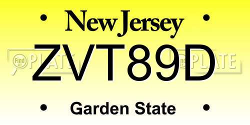 ZVT89D New Jersey License Plate