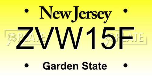 ZVW15F New Jersey License Plate