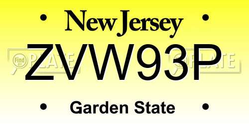 ZVW93P New Jersey License Plate