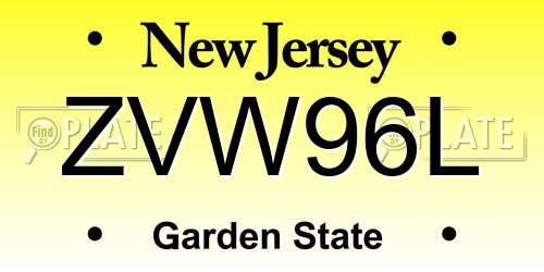 ZVW96L New Jersey License Plate