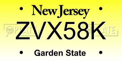 ZVX58K New Jersey License Plate