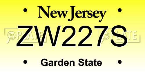 ZW227S New Jersey License Plate