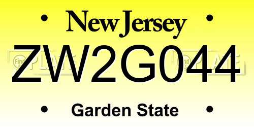 ZW2G044 New Jersey License Plate