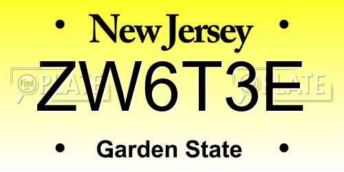 ZW6T3E New Jersey License Plate