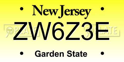 ZW6Z3E New Jersey License Plate