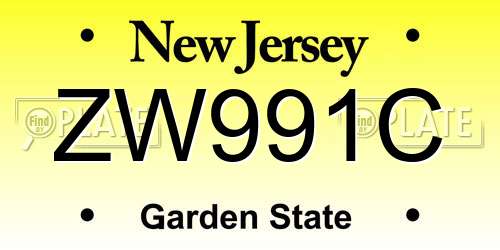ZW991C New Jersey License Plate
