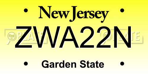 ZWA22N New Jersey License Plate
