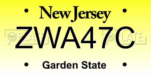 ZWA47C New Jersey License Plate