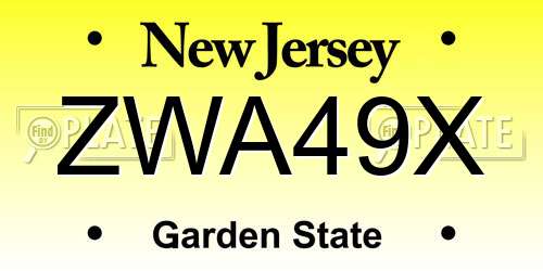 ZWA49X New Jersey License Plate