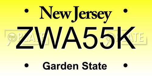 ZWA55K New Jersey License Plate
