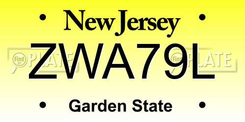 ZWA79L New Jersey License Plate