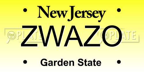 ZWAZO New Jersey License Plate