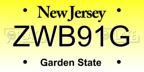 ZWB91G New Jersey License Plate