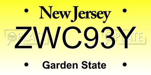 ZWC93Y New Jersey License Plate