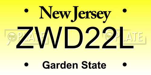 ZWD22L New Jersey License Plate