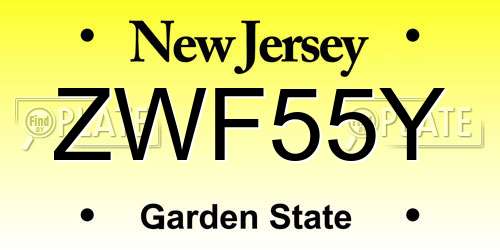 ZWF55Y New Jersey License Plate