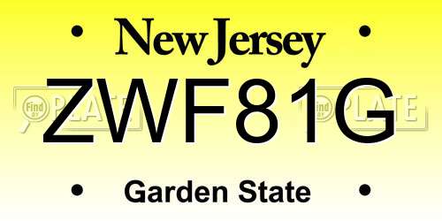 ZWF81G New Jersey License Plate