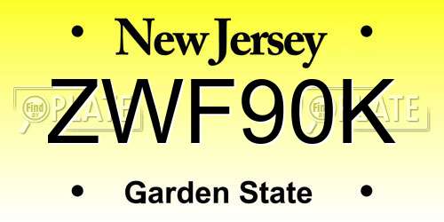 ZWF90K New Jersey License Plate