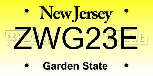ZWG23E New Jersey License Plate