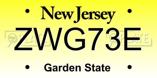 ZWG73E New Jersey License Plate