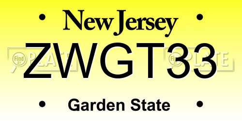 ZWGT33 New Jersey License Plate