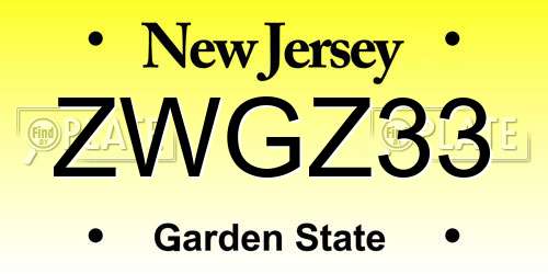 ZWGZ33 New Jersey License Plate