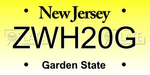 ZWH20G New Jersey License Plate