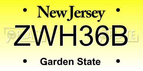 ZWH36B New Jersey License Plate