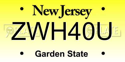 ZWH40U New Jersey License Plate