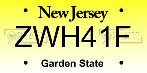 ZWH41F New Jersey License Plate