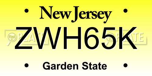 ZWH65K New Jersey License Plate