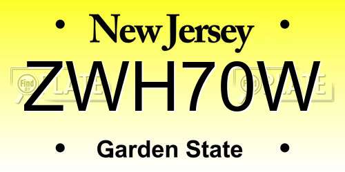 ZWH70W New Jersey License Plate