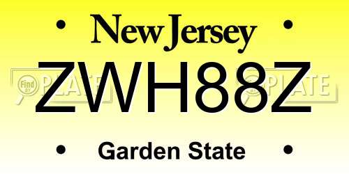 ZWH88Z New Jersey License Plate