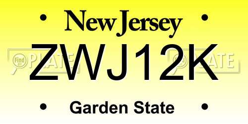ZWJ12K New Jersey License Plate