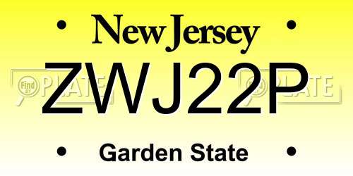 ZWJ22P New Jersey License Plate
