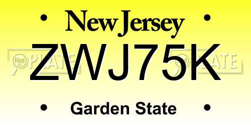 ZWJ75K New Jersey License Plate