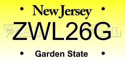 ZWL26G New Jersey License Plate