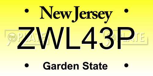 ZWL43P New Jersey License Plate