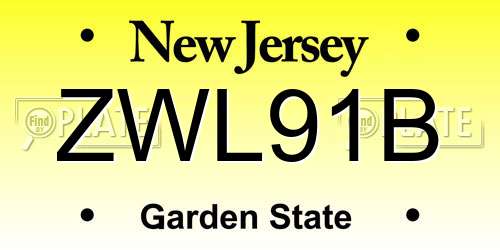 ZWL91B New Jersey License Plate