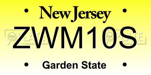 ZWM10S New Jersey License Plate