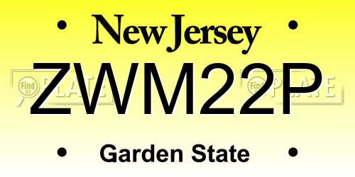 ZWM22P New Jersey License Plate