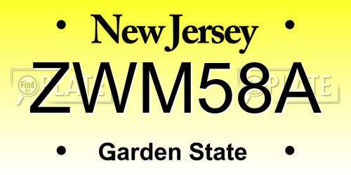 ZWM58A New Jersey License Plate