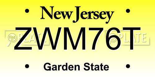 ZWM76T New Jersey License Plate